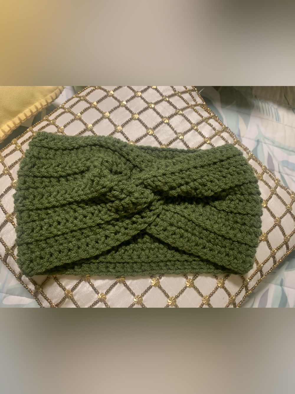 Handmade Olive Green Crochet Headband